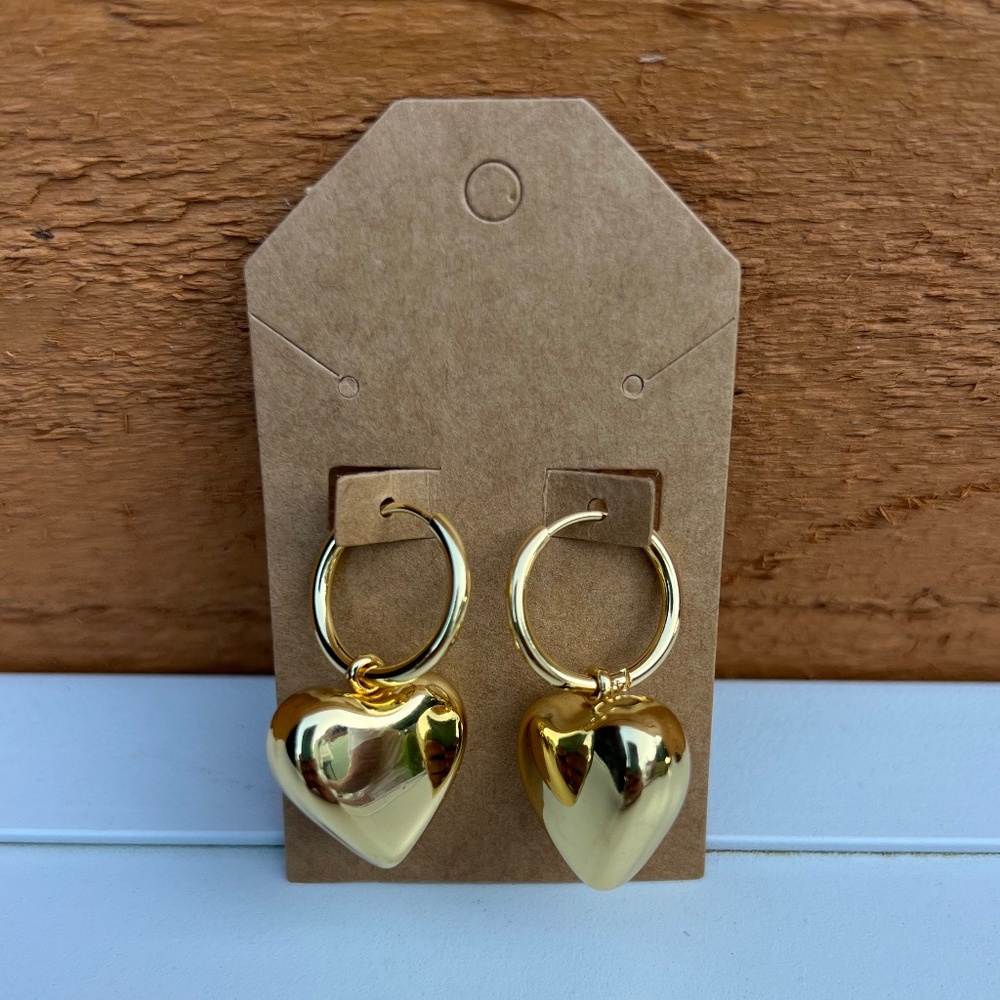 Gold Heart Hoop Earrings